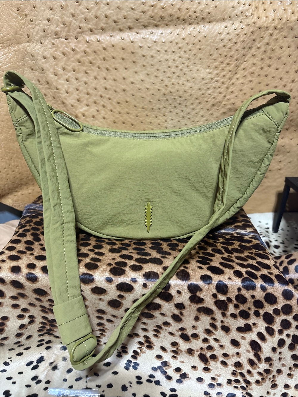 Light Olive Green Crescent Shoulder Bag - Unbranded